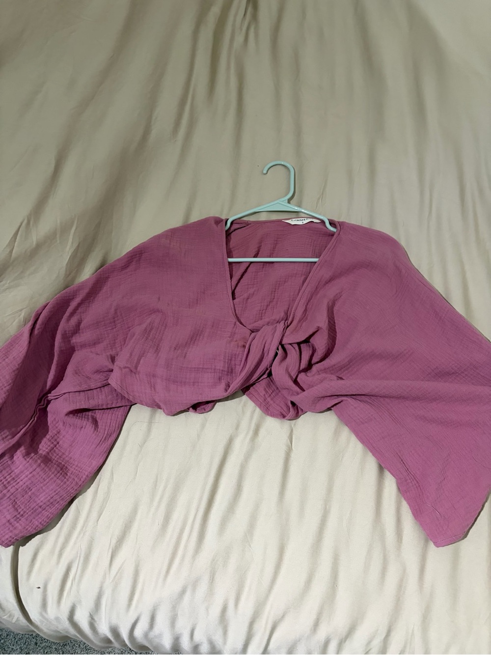 Commense Mauve Knot-Front Crop Top
